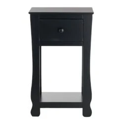 Providence Theodore Black 1-Drawer Thick Leg End Table, 26" -Family Home Furn Store providence theodore black 1 drawer thick leg end table 26 1
