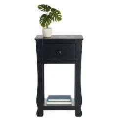 Providence Theodore Black 1-Drawer Thick Leg End Table, 26" -Family Home Furn Store providence theodore black 1 drawer thick leg end table 26 3