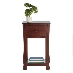 Providence Theodore Brown 1-Drawer Thick Leg End Table, 26" -Family Home Furn Store providence theodore brown 1 drawer thick leg end table 26 3