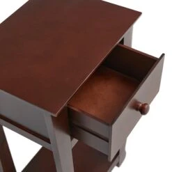 Providence Theodore Brown 1-Drawer Thick Leg End Table, 26" -Family Home Furn Store providence theodore brown 1 drawer thick leg end table 26 5