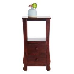 Providence Theodore Dark Brown 2-Drawer Thick Leg Accent Table, 29.5" -Family Home Furn Store providence theodore dark brown 2 drawer thick leg accent table 29.5 2