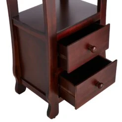 Providence Theodore Dark Brown 2-Drawer Thick Leg Accent Table, 29.5" -Family Home Furn Store providence theodore dark brown 2 drawer thick leg accent table 29.5 3
