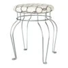 Quatrefoil Silver Wire Vanity Stool/Ivory Printed Fabric Seat 2 Quatrefoil Silver Wire Vanity Stool/Ivory Printed Fabric Seat -Family Home Furn Store quatrefoil silver wire vanity stool ivory printed fabric seat