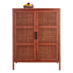 Rattan 2-Door Wooden Cabinet, 47" -Family Home Furn Store rattan 2 door wooden cabinet 47 2