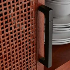 Rattan 2-Door Wooden Cabinet, 47" -Family Home Furn Store rattan 2 door wooden cabinet 47 3