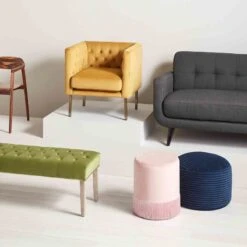 Ridgecrest Blue Plush Pouf, 20" -Family Home Furn Store ridgecrest blue plush pouf 20 2