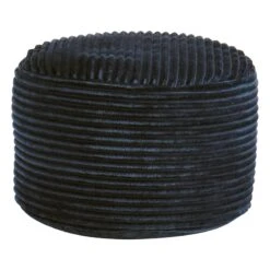 Ridgecrest Blue Plush Pouf, 20"