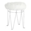 Rion Chrome Wire Vanity Stool/Padded White Faux Fur Seat -Family Home Furn Store rion chrome wire vanity stool padded white faux fur seat