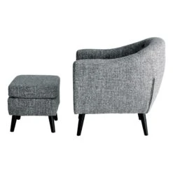 Rockwell Accent Chair & Ottoman Set, Salt & Pepper -Family Home Furn Store rockwell accent chair ottoman set salt pepper 3