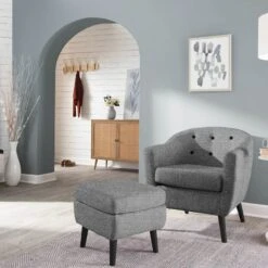 Rockwell Accent Chair & Ottoman Set, Salt & Pepper -Family Home Furn Store rockwell accent chair ottoman set salt pepper 7