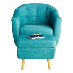 Rockwell Accent Chair & Ottoman Set, Teal -Family Home Furn Store rockwell accent chair ottoman set teal 3