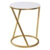 Round Quartz Top Accent Table With Gold Metal Base, Large -Family Home Furn Store round quartz top accent table with gold metal base large