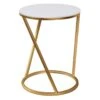 Round Quartz Top Accent Table With Gold Metal Base, Small -Family Home Furn Store round quartz top accent table with gold metal base small