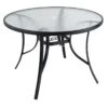 Round Water Wave Glass Top Outdoor Dining Table, Black -Family Home Furn Store round water wave glass top outdoor dining table black