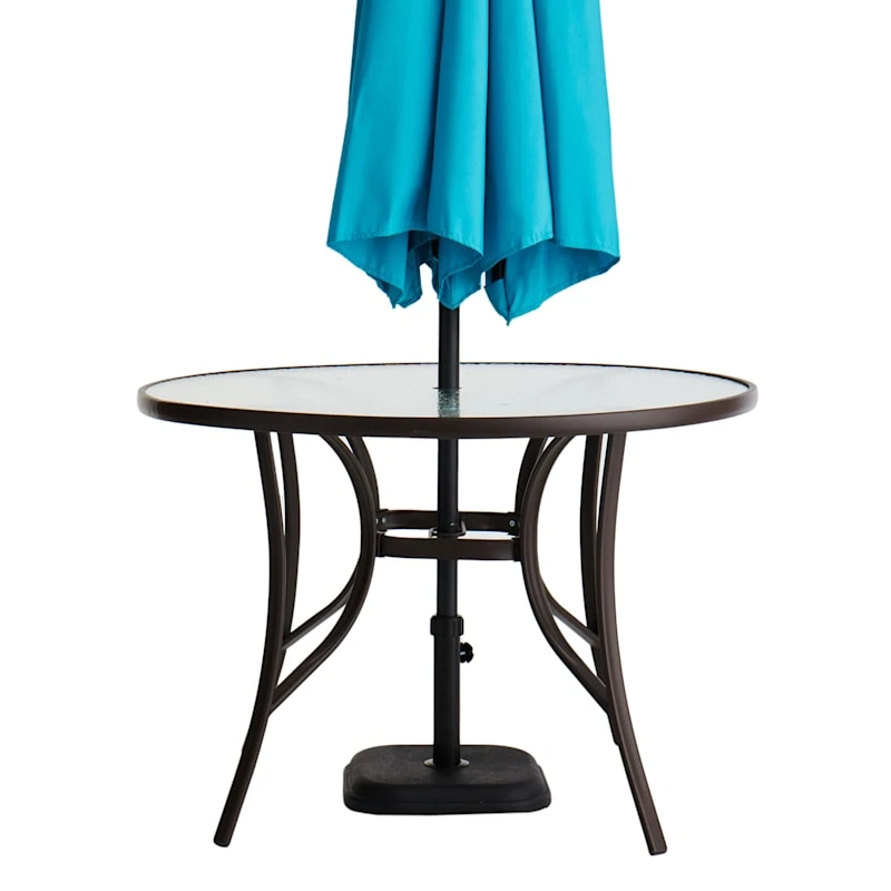 Round Water Wave Glass Top Outdoor Dining Table, Brown 4 Round Water Wave Glass Top Outdoor Dining Table, Brown - Image 2