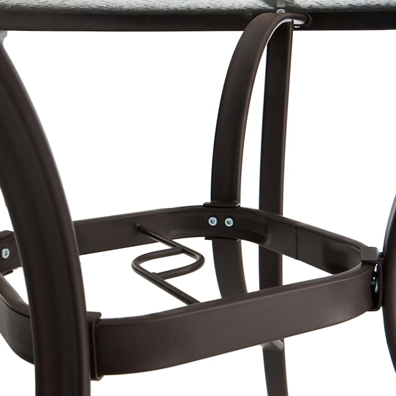 Round Water Wave Glass Top Outdoor Dining Table, Brown 5 Round Water Wave Glass Top Outdoor Dining Table, Brown - Image 3