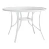 Round Water Wave Glass Top Outdoor Dining Table, White -Family Home Furn Store round water wave glass top outdoor dining table white