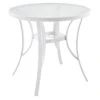 Round Water Wave Glass Top White Outdoor Table, 30" -Family Home Furn Store round water wave glass top white outdoor table 30