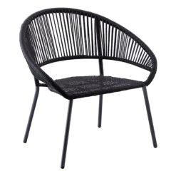 Round Wicker Outdoor Lounge Chair, Black