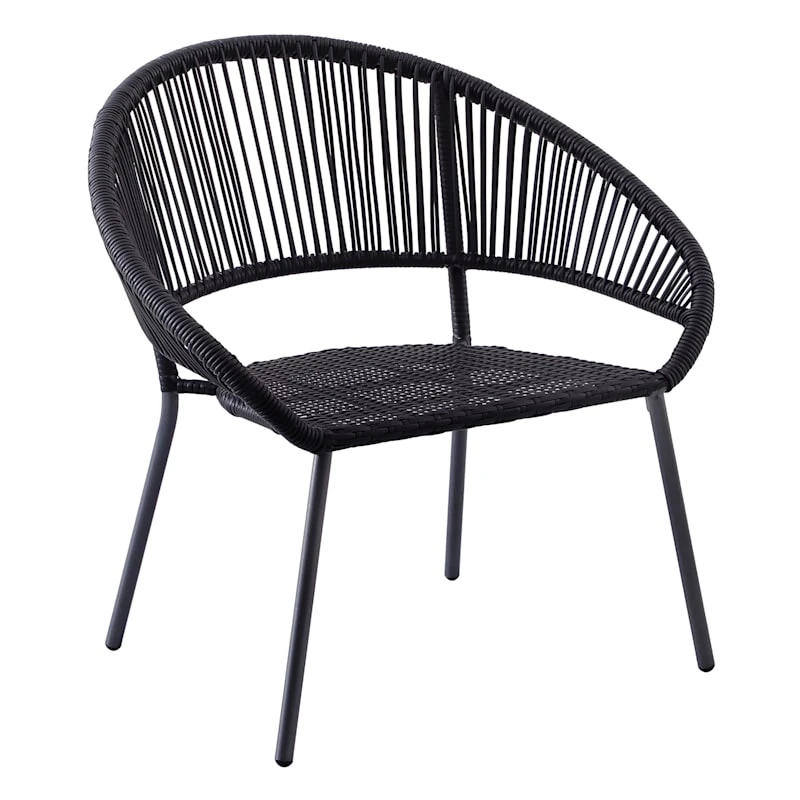 Round Wicker Outdoor Lounge Chair, Black 3 Round Wicker Outdoor Lounge Chair, Black