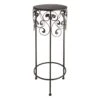 Round Wood Top With Scroll Metal Plant Stand, Large -Family Home Furn Store round wood top with scroll metal plant stand large