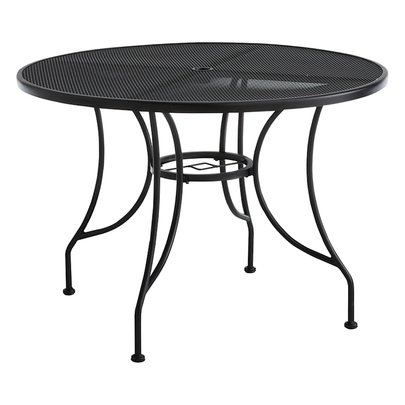 Round Wrought Iron Outdoor Dining Table, 42" 3 Round Wrought Iron Outdoor Dining Table, 42"