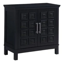 Sadie 2-Drawer Geometric Cabinet, Black