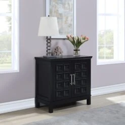 Sadie 2-Drawer Geometric Cabinet, Black -Family Home Furn Store sadie 2 drawer geometric cabinet black 7