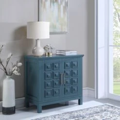 Sadie 2-Drawer Geometric Cabinet, Turquoise -Family Home Furn Store sadie 2 drawer geometric cabinet turquoise 6