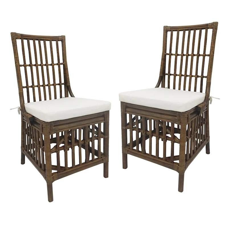 Set Of 2 Honeybloom Cade Brown Rattan Box Chair 3 Set Of 2 Honeybloom Cade Brown Rattan Box Chair