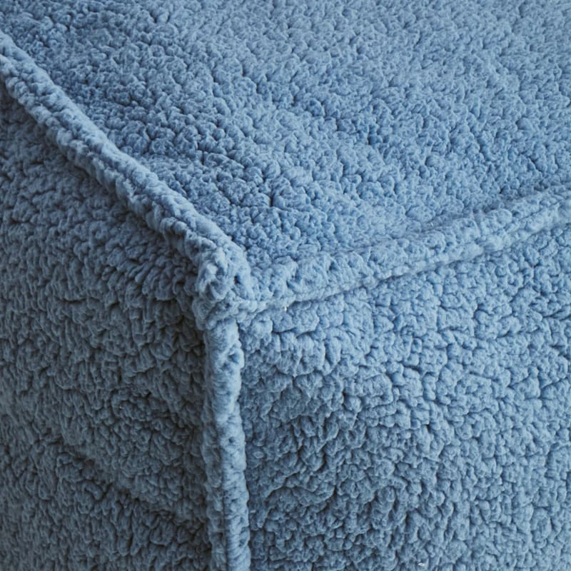 Sherpa Pouf, Blue 4 Sherpa Pouf, Blue - Image 2