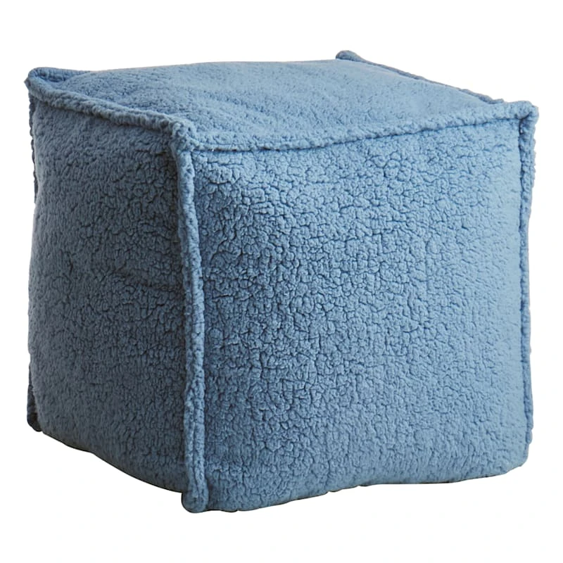 Sherpa Pouf, Blue 3 Sherpa Pouf, Blue