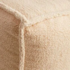 Sherpa Pouf, Cream -Family Home Furn Store sherpa pouf cream 1