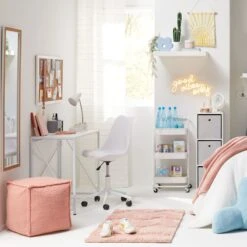 Sherpa Pouf, Peach 7 Sherpa Pouf, Peach -Family Home Furn Store sherpa pouf peach 2