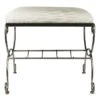 Silver & Ivory Vanity Bench -Family Home Furn Store silver ivory vanity bench
