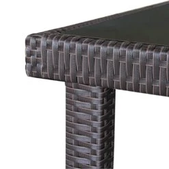 Smoke Glass-Top Outdoor Wicker Table, 42" -Family Home Furn Store smoke glass top outdoor wicker table 42 2