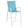 Stackable Aquarelle Blue Sling Patio Barstool With White Frame -Family Home Furn Store stackable aquarelle blue sling patio barstool with white frame