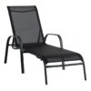Stackable Black Sling Outdoor Chaise Lounge Chair -Family Home Furn Store stackable black sling outdoor chaise lounge chair