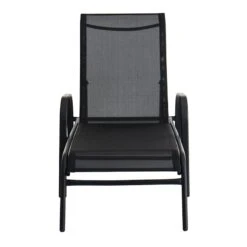 Stackable Black Sling Outdoor Chaise Lounge Chair -Family Home Furn Store stackable black sling outdoor chaise lounge chair 2