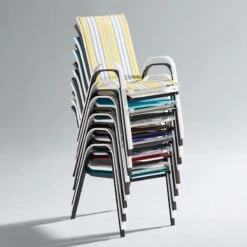 Stackable Black Sling Patio Chair -Family Home Furn Store stackable black sling patio chair 3