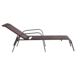 Stackable Brown Sling Outdoor Chaise Lounge Chair -Family Home Furn Store stackable brown sling outdoor chaise lounge chair 2