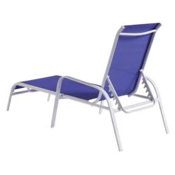 Stackable Cobalt Blue Sling Outdoor Chaise Lounge Chair With White Frame -Family Home Furn Store stackable cobalt blue sling outdoor chaise lounge chair with white frame 4