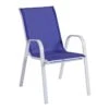 Stackable Cobalt Blue Sling Patio Chair With White Frame -Family Home Furn Store stackable cobalt blue sling patio chair with white frame