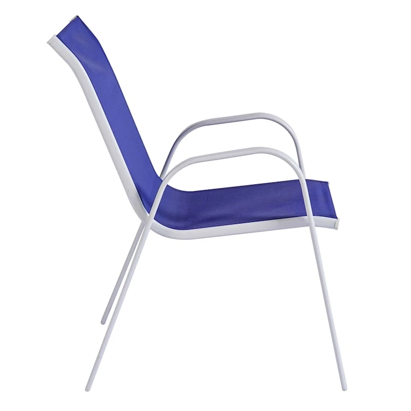Stackable Cobalt Blue Sling Patio Chair With White Frame 5 Stackable Cobalt Blue Sling Patio Chair With White Frame - Image 3