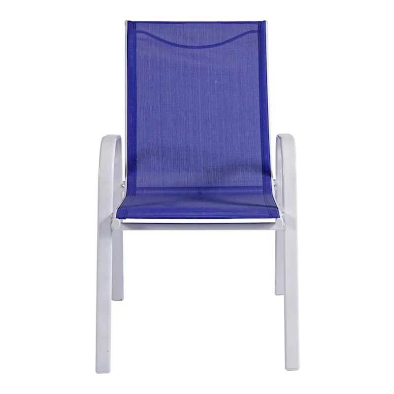 Stackable Cobalt Blue Sling Patio Chair With White Frame 7 Stackable Cobalt Blue Sling Patio Chair With White Frame - Image 5