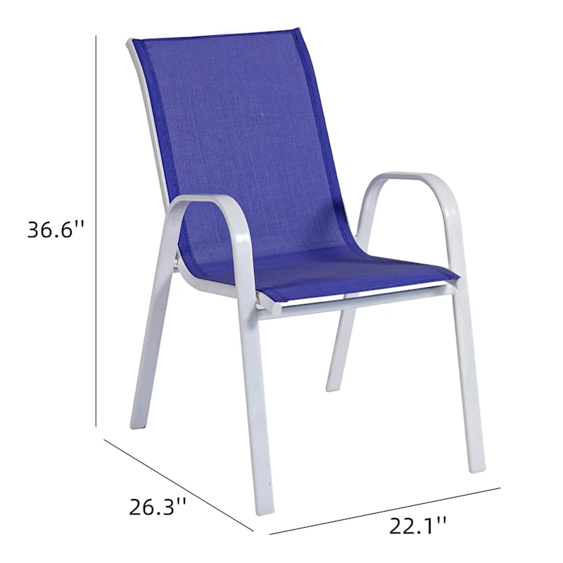 Stackable Cobalt Blue Sling Patio Chair With White Frame 8 Stackable Cobalt Blue Sling Patio Chair With White Frame - Image 6