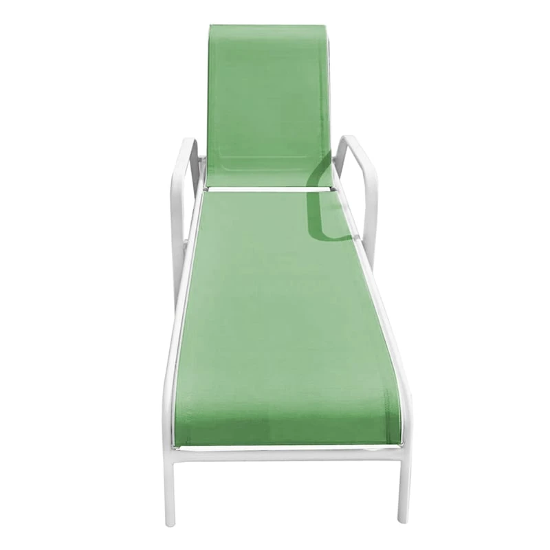 Stackable Green Sling Outdoor Chaise Lounge Chair With White Frame 4 Stackable Green Sling Outdoor Chaise Lounge Chair With White Frame - Image 2