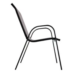 Stackable Grey Sling Patio Chair -Family Home Furn Store stackable grey sling patio chair 2