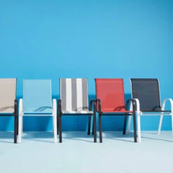 Stackable Red Sling Patio Chair -Family Home Furn Store stackable red sling patio chair 2