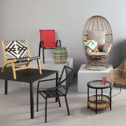 Stackable Red Sling Patio Chair -Family Home Furn Store stackable red sling patio chair 3